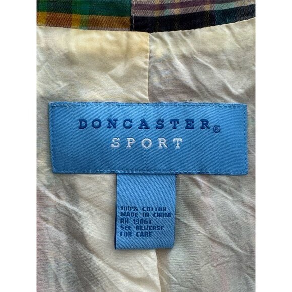 Doncaster Sport Women's 12W Blazer Jacket Madras Plaid Patchwork Cotton Vintage - Picture 3 of 10